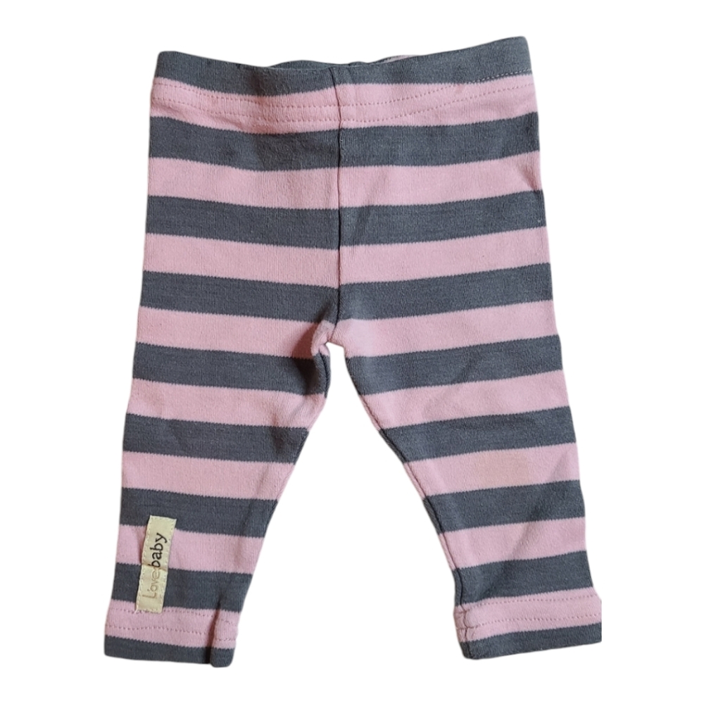 L'ovedbaby Organic Leggings Pink/Grey Stripe 0-3m